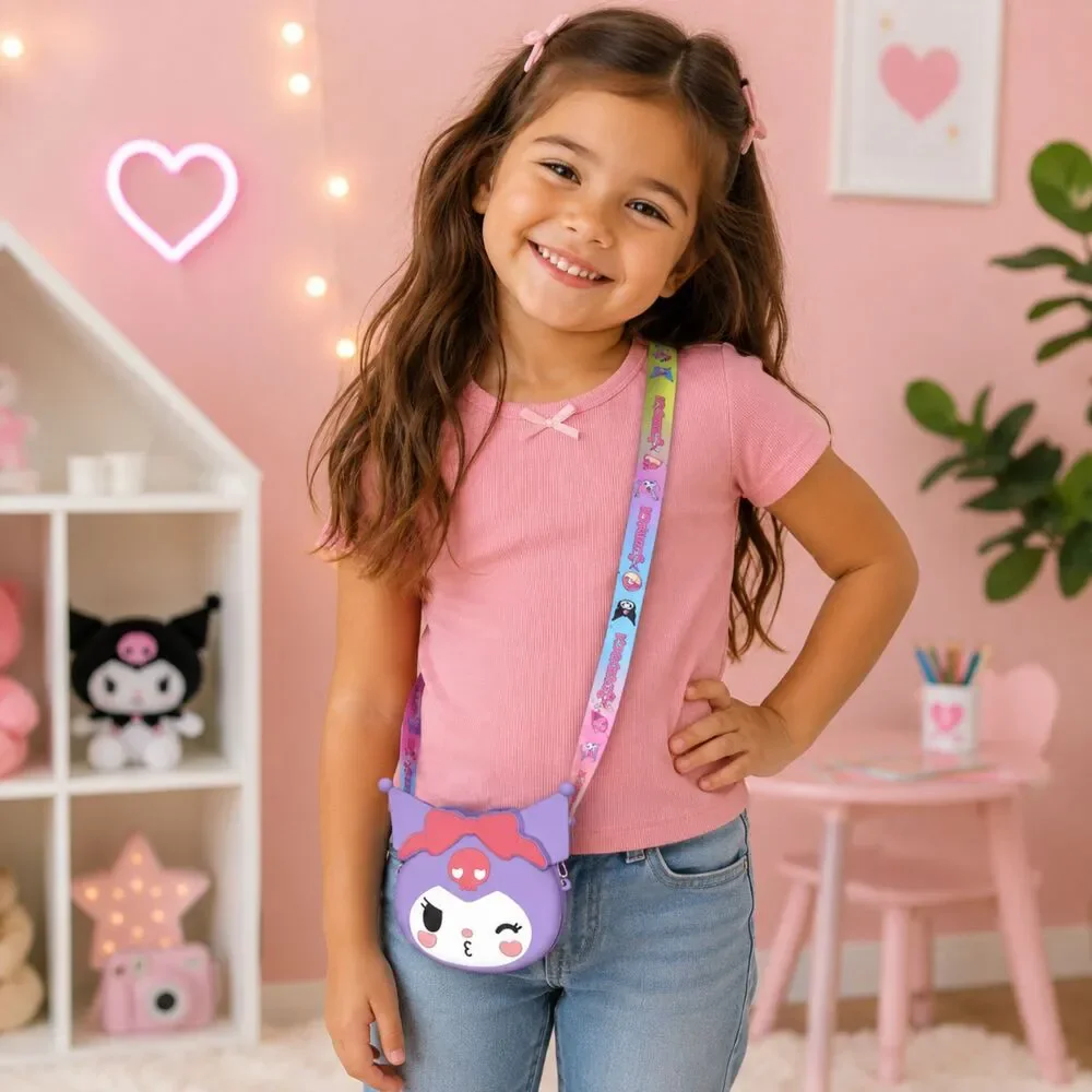Purple Kuromi Kawaii Kissy Face Mini Crossbody Bag Cute Gift Idea Set Bundle